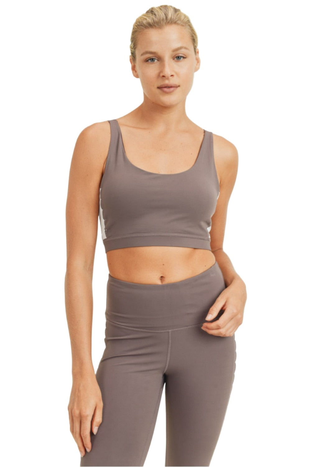 Mono B Art Deco Laser Cut Bra Top AT8010 - Peppercorn - Front View