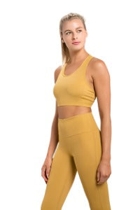Mono B Essential Double Strap Bra AT8027 and Plus - Honey Mustard - Side View