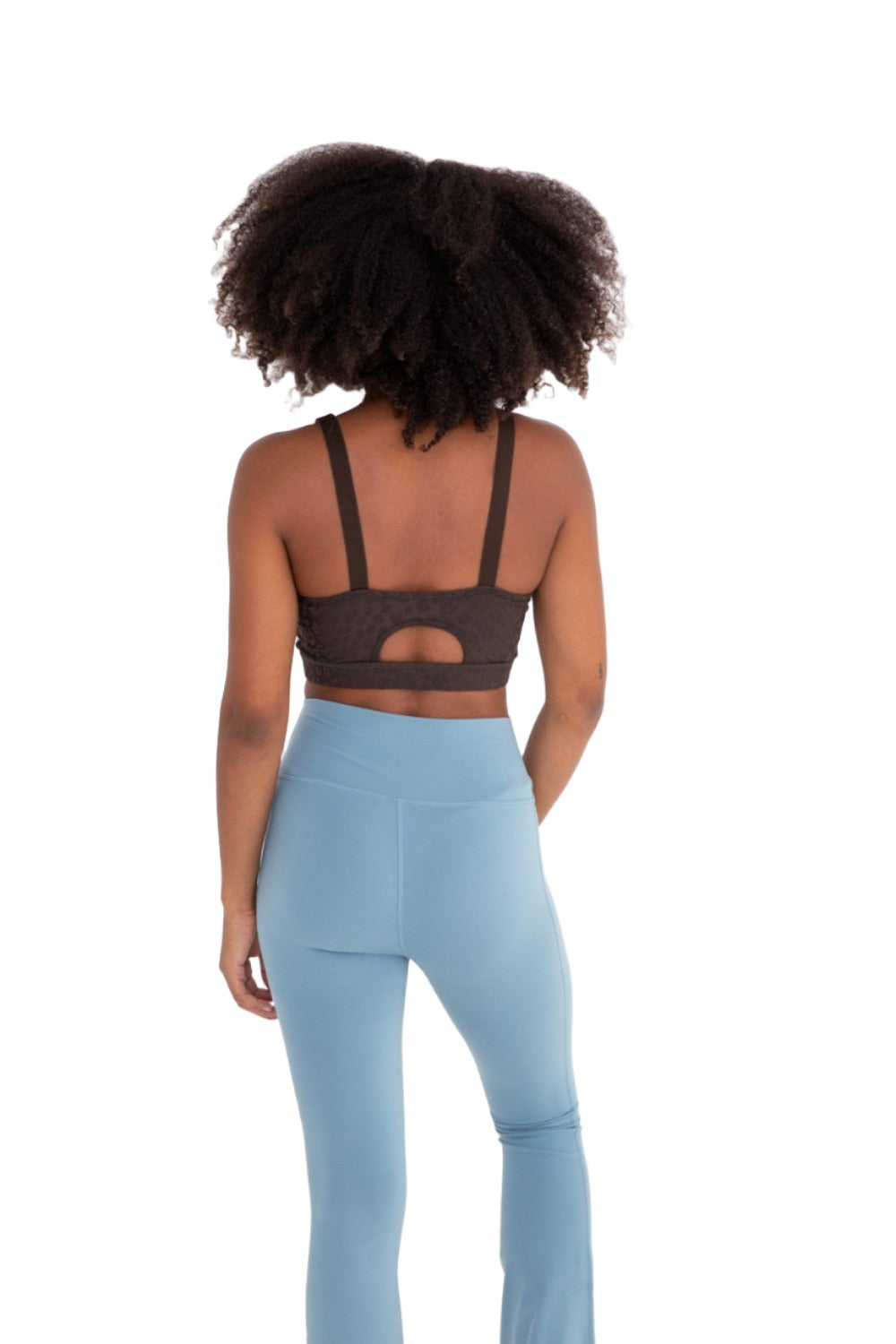 Mono B Leopard Jacquard TACTEL® Sports Bra AT8031 and Plus - Iris - Back View