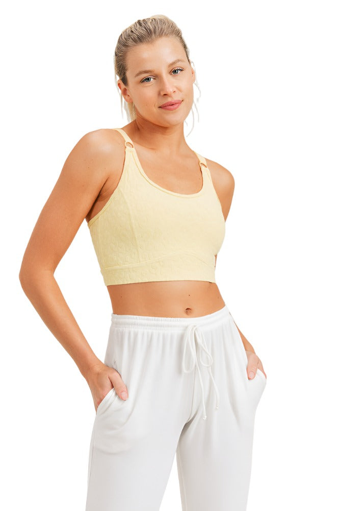Mono B Leopard Jacquard TACTEL® Sports Bra AT8031 and Plus - Lemonade - Front View