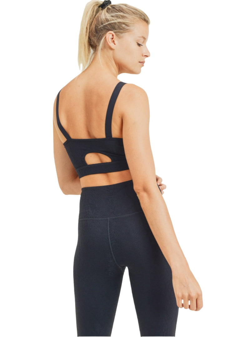 Mono B Snake Jacquard TACTEL® Sports Bra AT8036 - Black - Back View