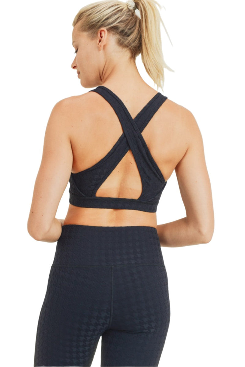 Mono B Houndstooth Jacquard TACTEL® Sports Bra AT8042