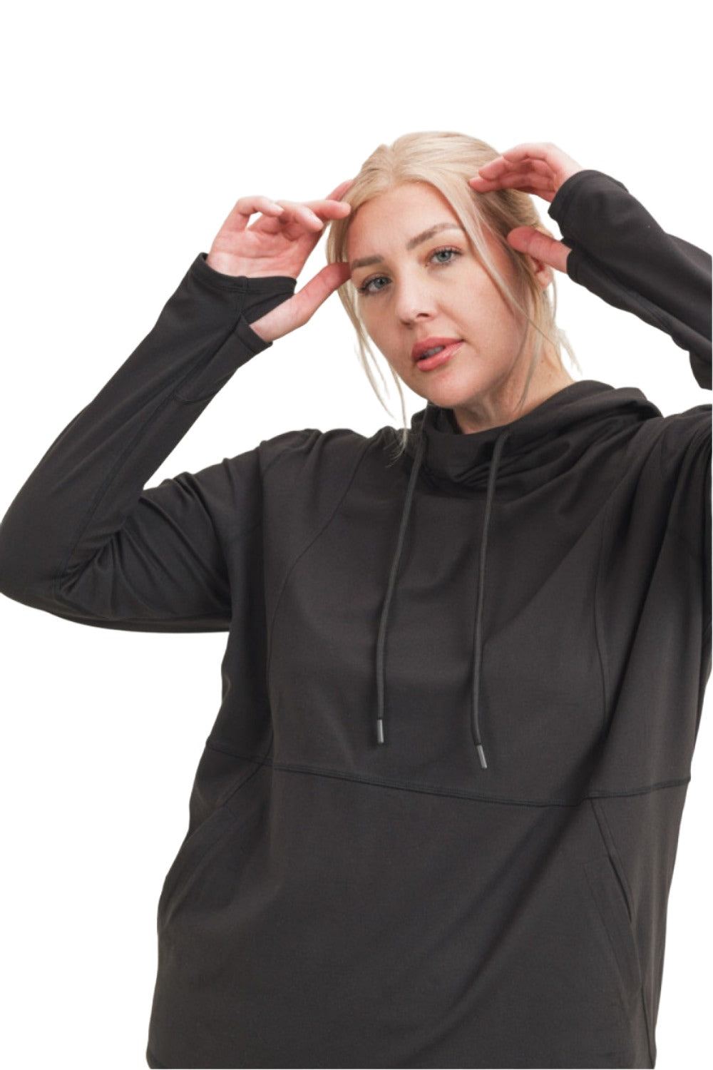 Mono B Long Sleeve Hoodie AT8044 Plus Too - Black - Rear View