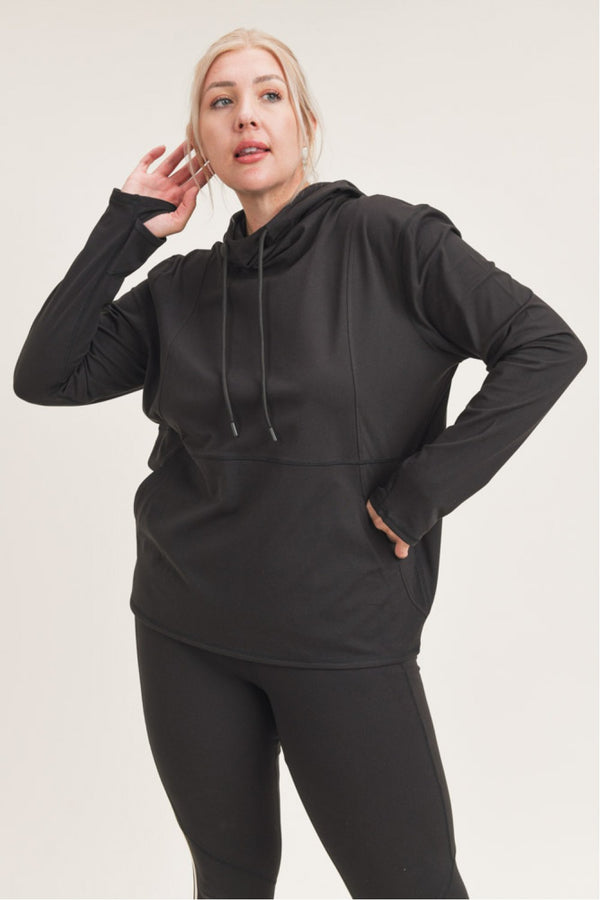 Mono B Long Sleeve Hoodie AT8044 Plus Too - Black - Front View