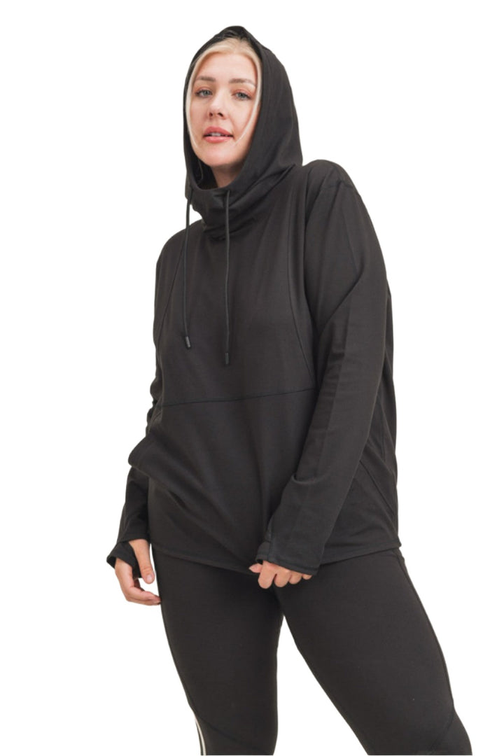 Mono B Long Sleeve Hoodie AT8044 Plus Too - Black - Front View