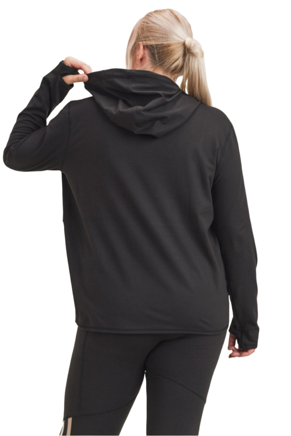 Mono B Long Sleeve Hoodie AT8044 Plus Too - Black - Back View