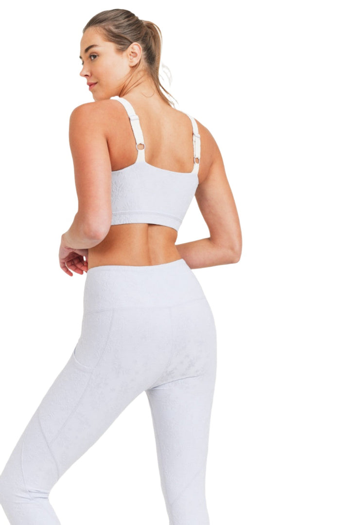 Mono B Textured Split Sports Bra AT8069 - Blue/White - Back View