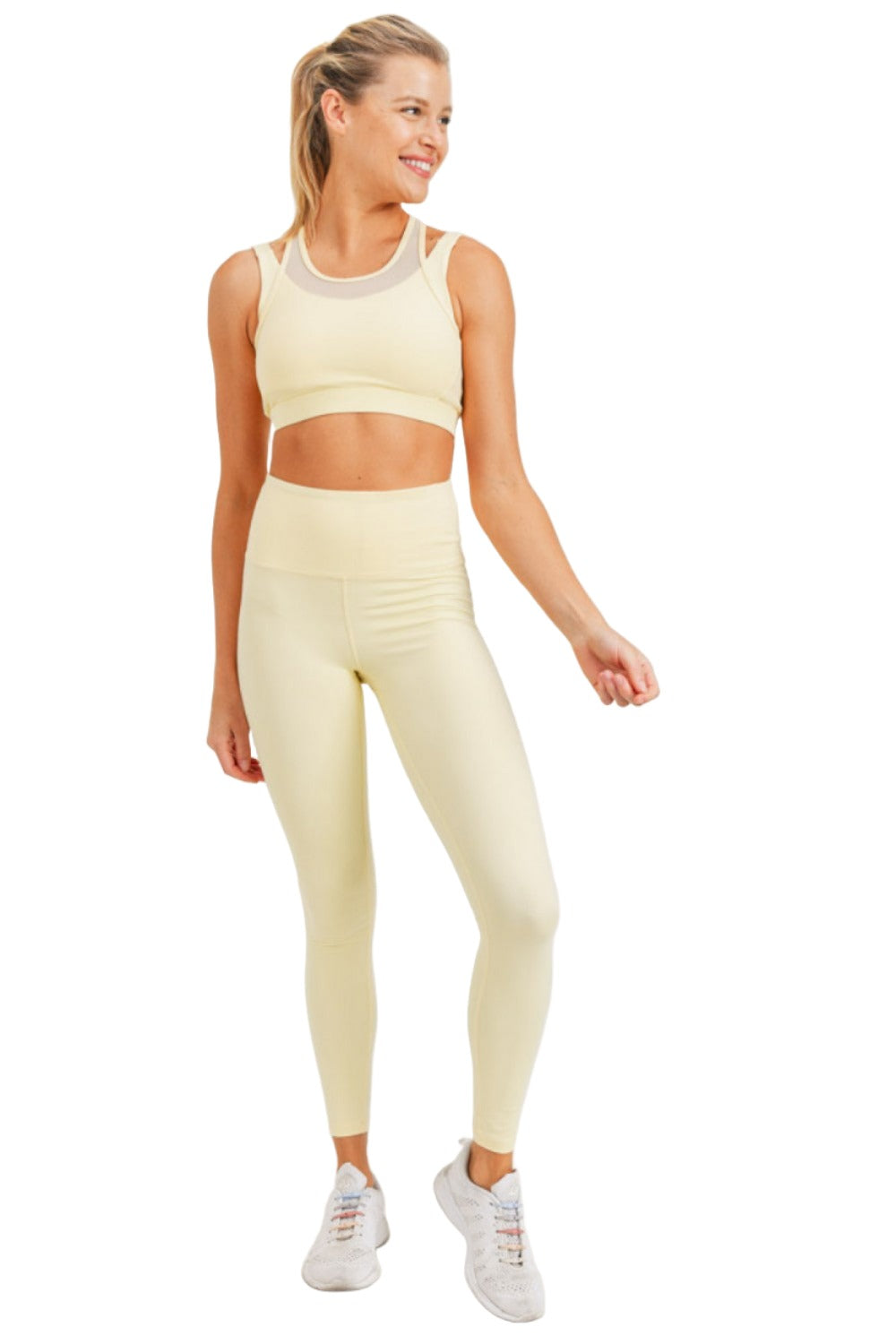 Mono B Essential Sweetheart High Waist Leggings APH8083 - Lemonade - Front Full View