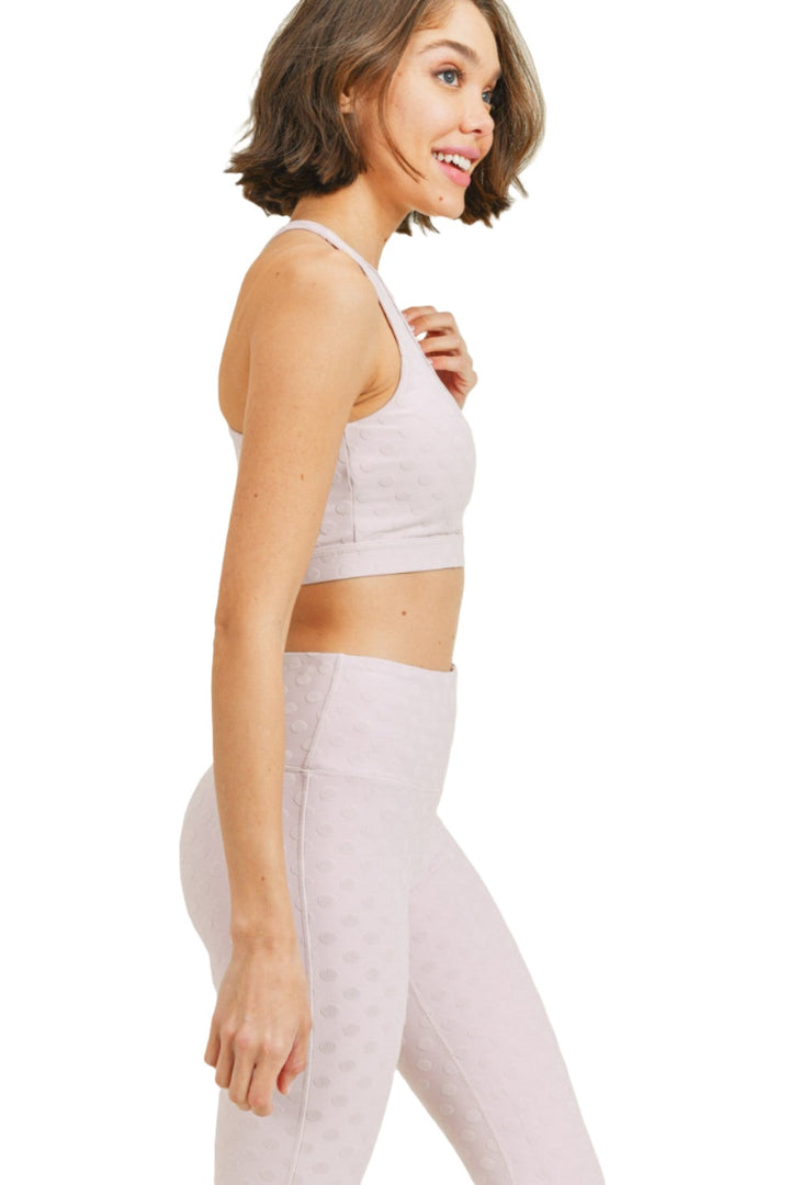 Textured Polkadot Jacquard TACTEL® Sports Bra AT8087 - Pink - Side View