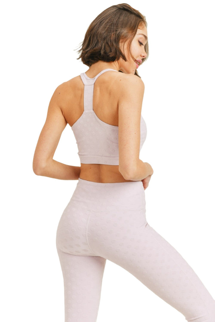 Textured Polkadot Jacquard TACTEL® Sports Bra AT8087 - Pink - Back View