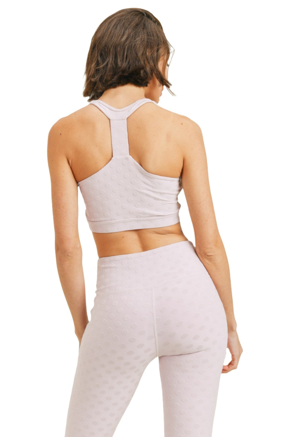 Textured Polkadot Jacquard TACTEL® Sports Bra AT8087 - Pink - Back View