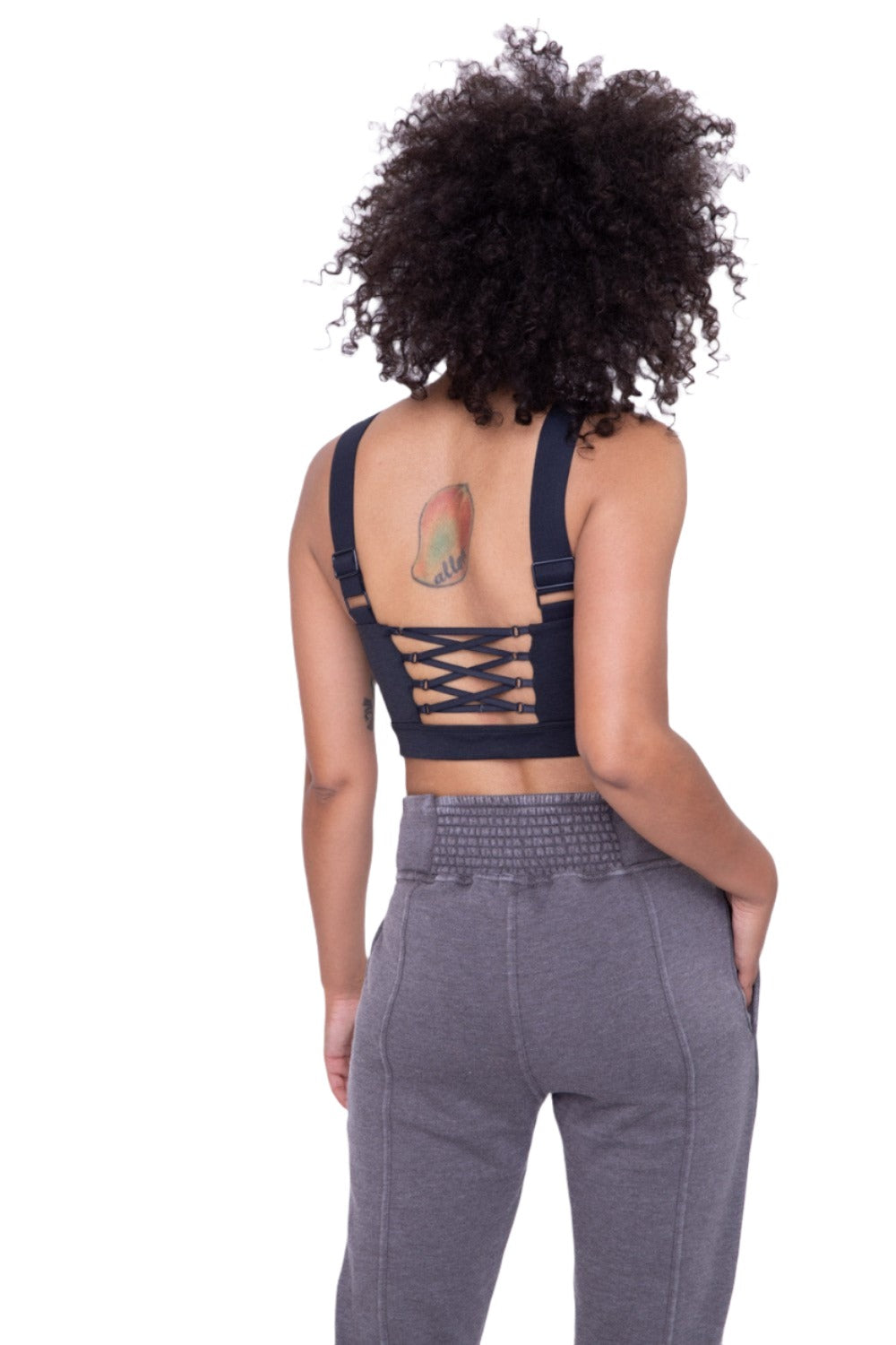 Mono B Strappy Corset Bra AT8102 - Black - Back View