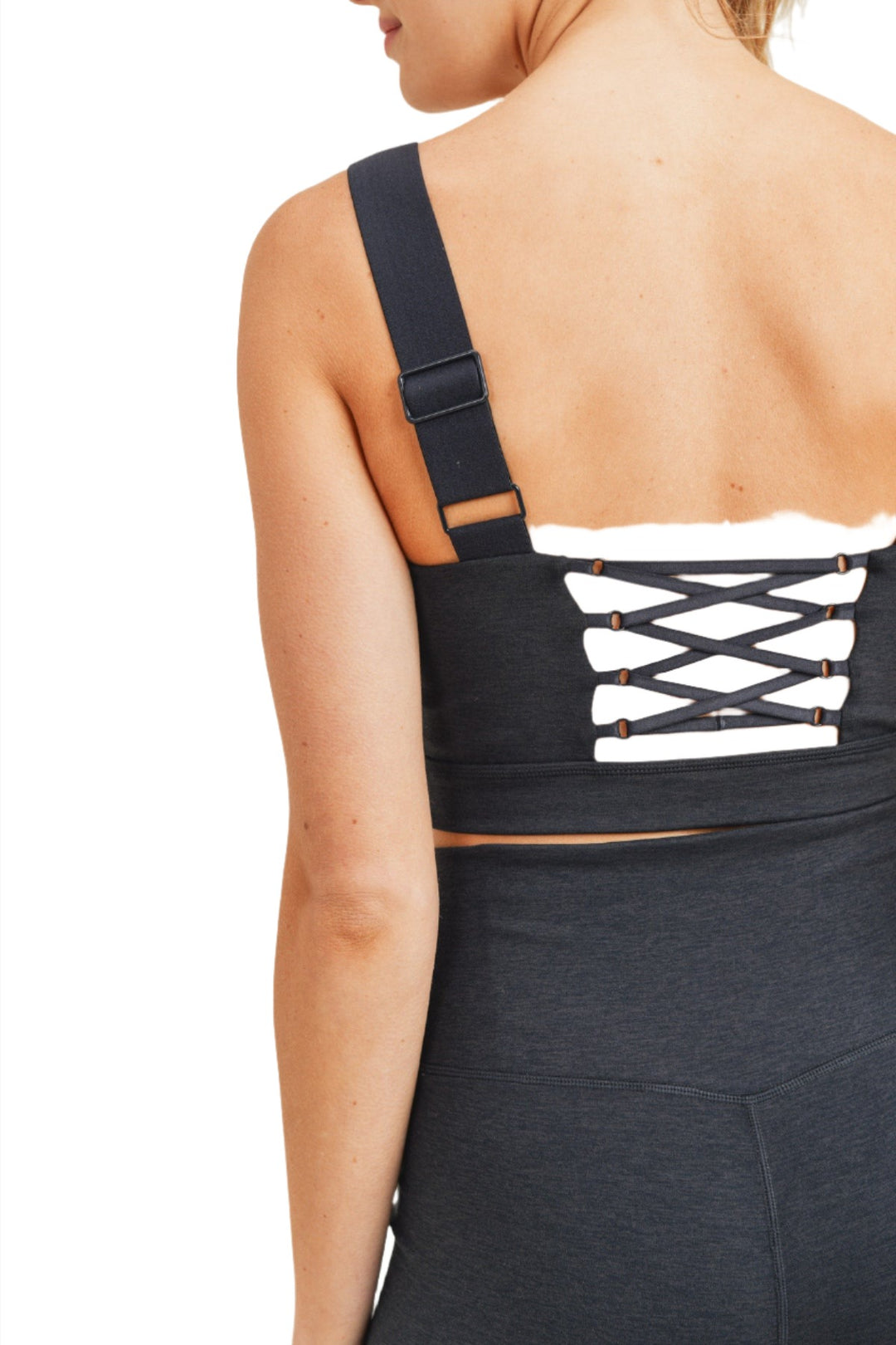 Mono B Strappy Corset Bra AT8102 - Black - Rear View