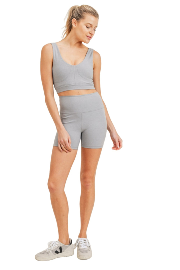 Mono B Essential Sweetheart Highwaist Shorts APH8104 - Grey - Front Full View