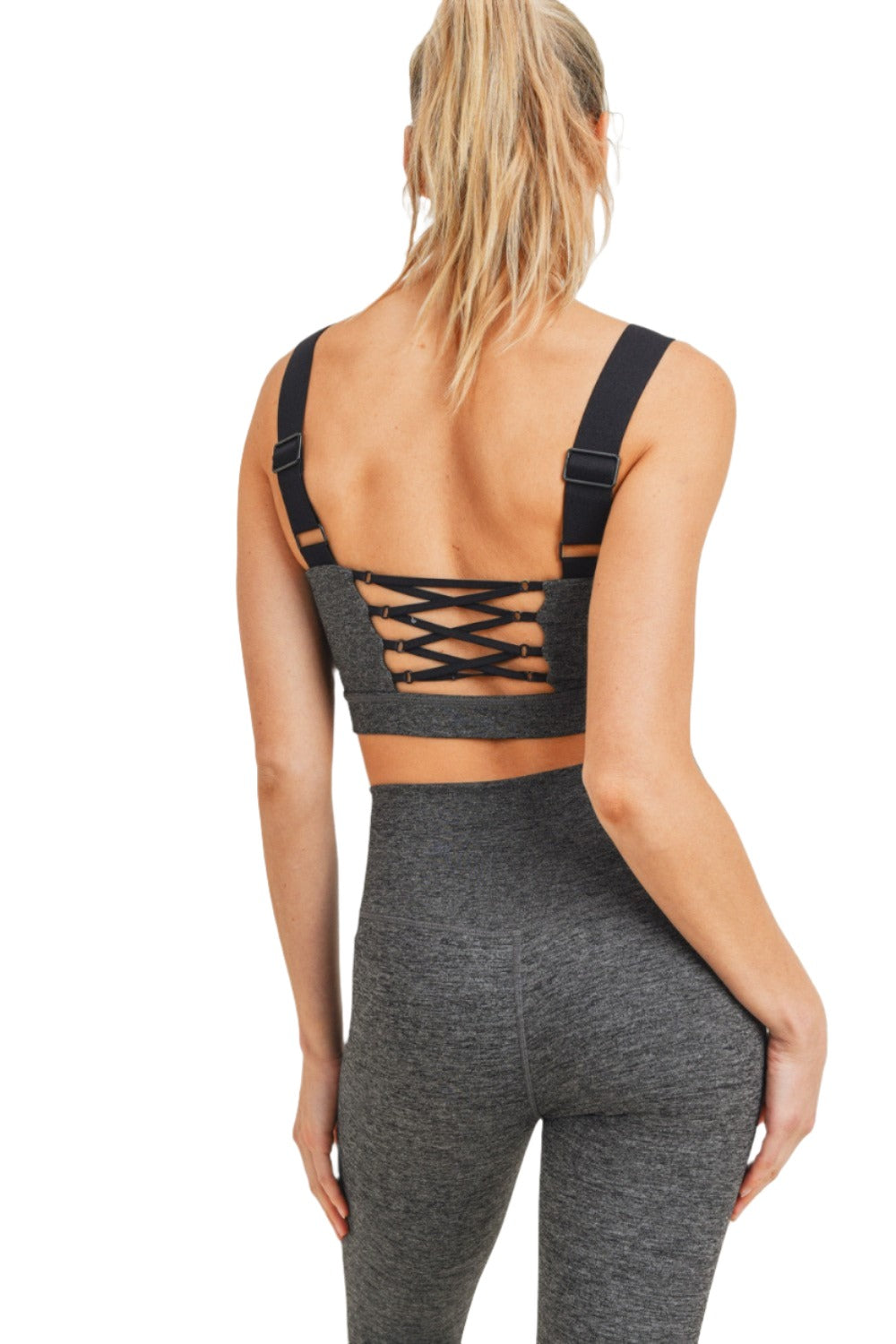 Mono B Strappy Corset Bra AT8102 - Grey - Back View