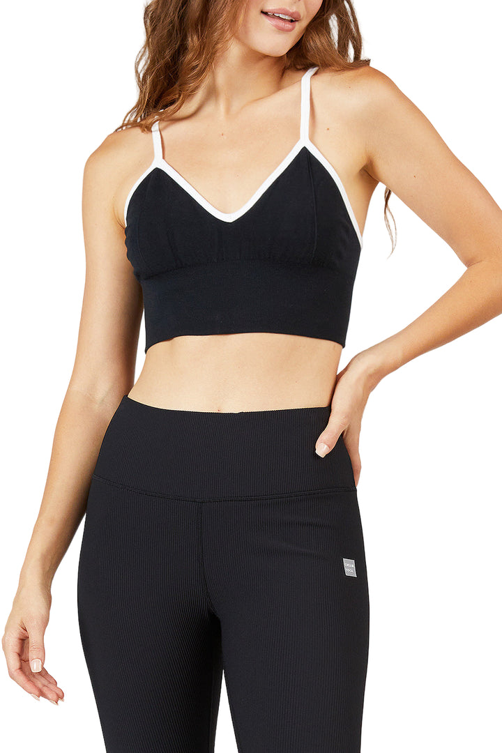 Cream Yoga Ava bralette - Black - Front View