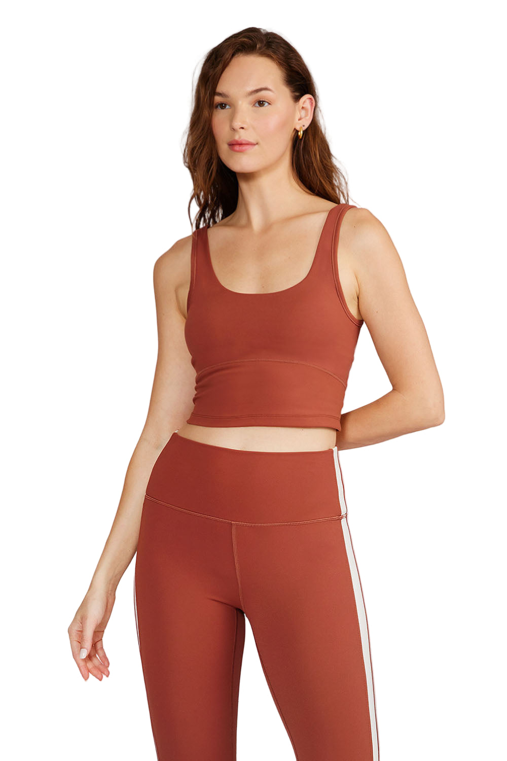 Cream Yoga Ali Bra Tank - Rust - Front View