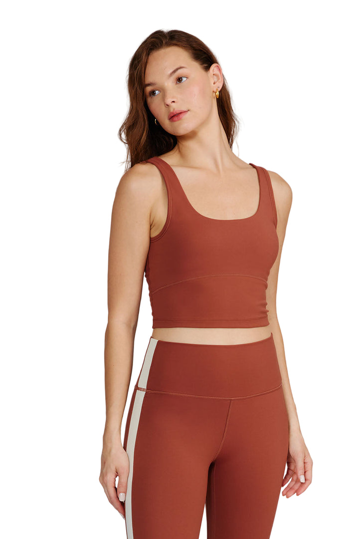 Cream Yoga Ali Bra Tank - Rust - Front View