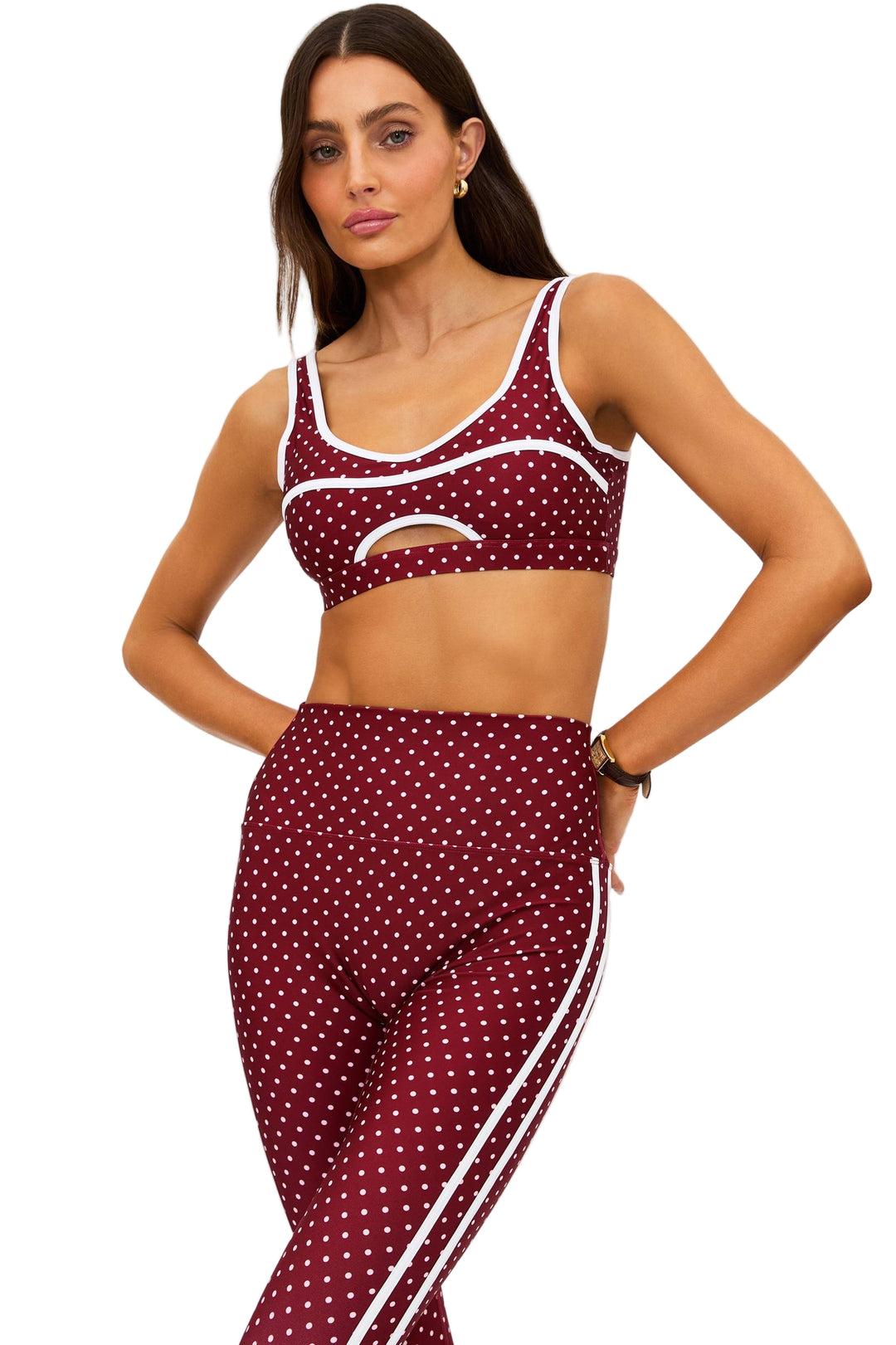 Beach Riot Moxie Top - Crimson Dot - Front View3