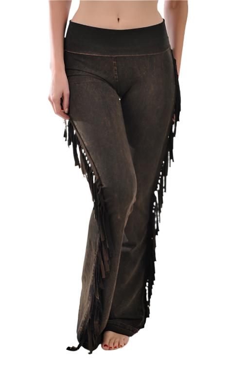 T-Party Fold Down FRINGE Sides Mineral Washed Yoga Pants CJ71397