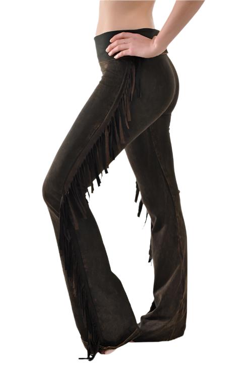 T-Party Fold Down FRINGE Sides Mineral Washed Yoga Pants CJ71397