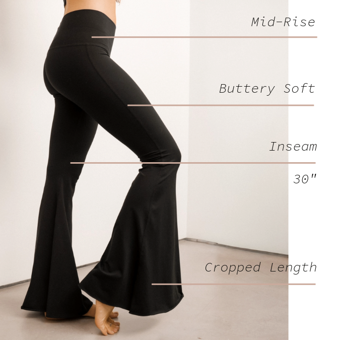 Solid Black Crop Bell Bottom ♡