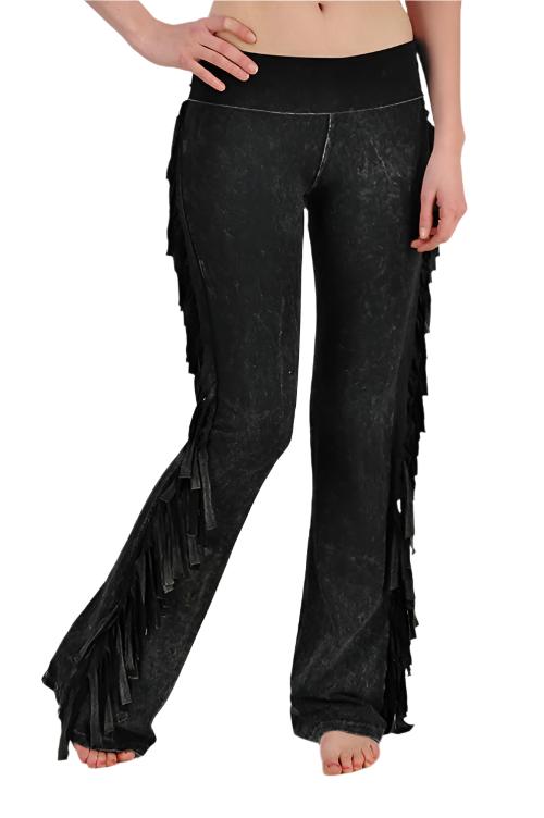 T-Party Fold Down FRINGE Sides Mineral Washed Yoga Pants CJ71397