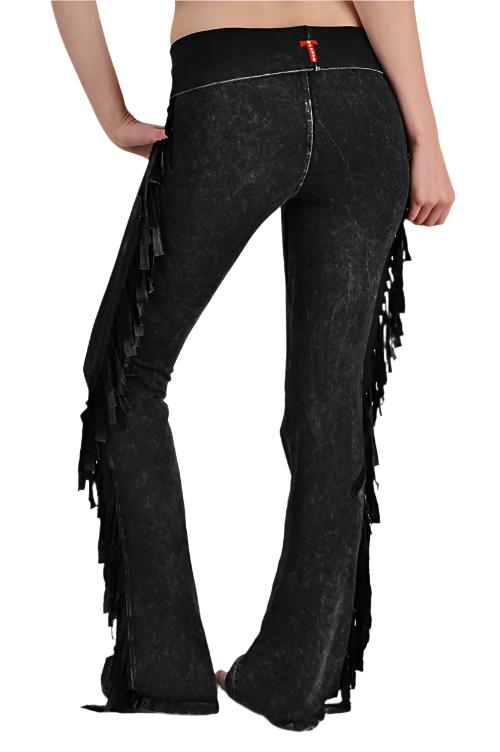 T-Party Fold Down FRINGE Sides Mineral Washed Yoga Pants CJ71397