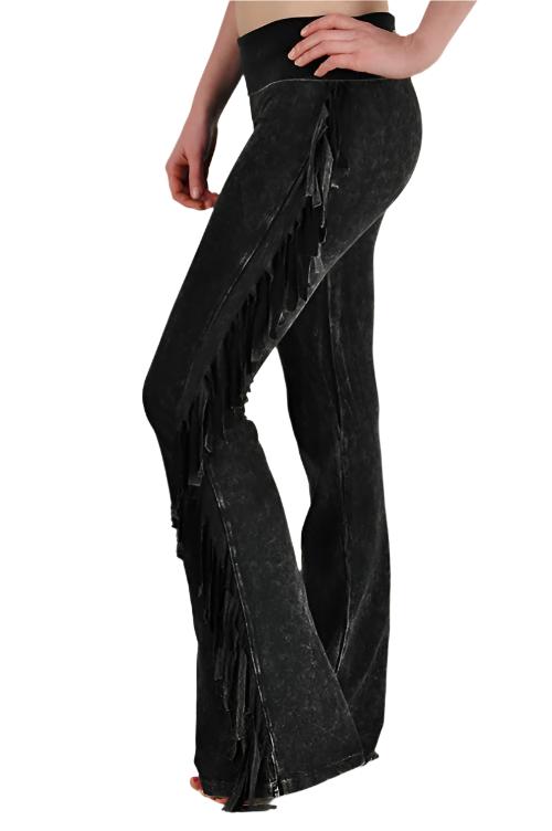 T-Party Fold Down FRINGE Sides Mineral Washed Yoga Pants CJ71397