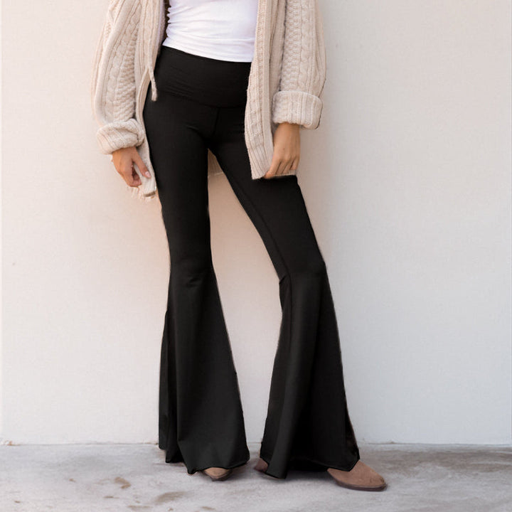 Solid Black Long Bell Bottom