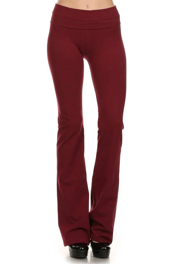 T-Party Fold Over Waist SOLID BOOTCUT Yoga Pants CJ7016
