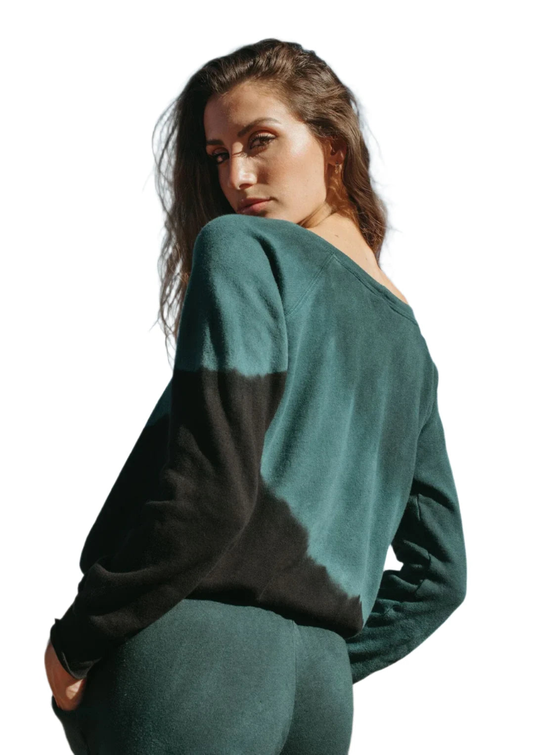 Jala Chill Pull Over Sweatshirt - Teal Tie Dye - Back Side View