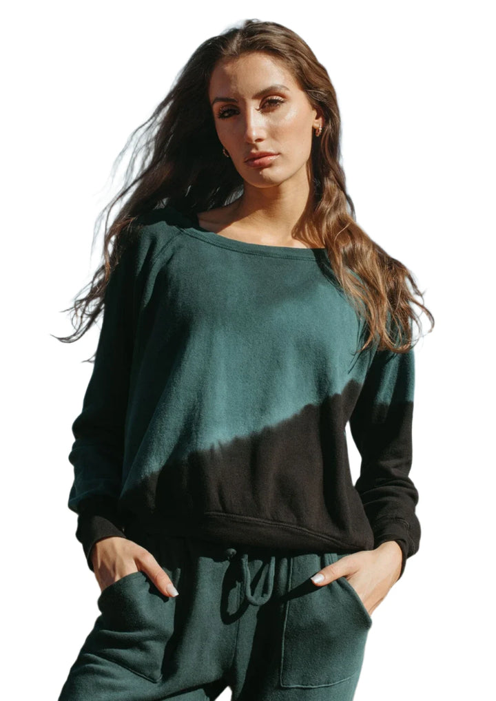 Jala Chill Pull Over Sweatshirt - Teal Tie Dye - Front View