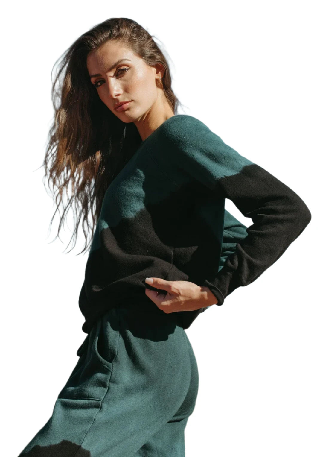 Jala Chill Pull Over Sweatshirt - Teal Tie Dye - Side View