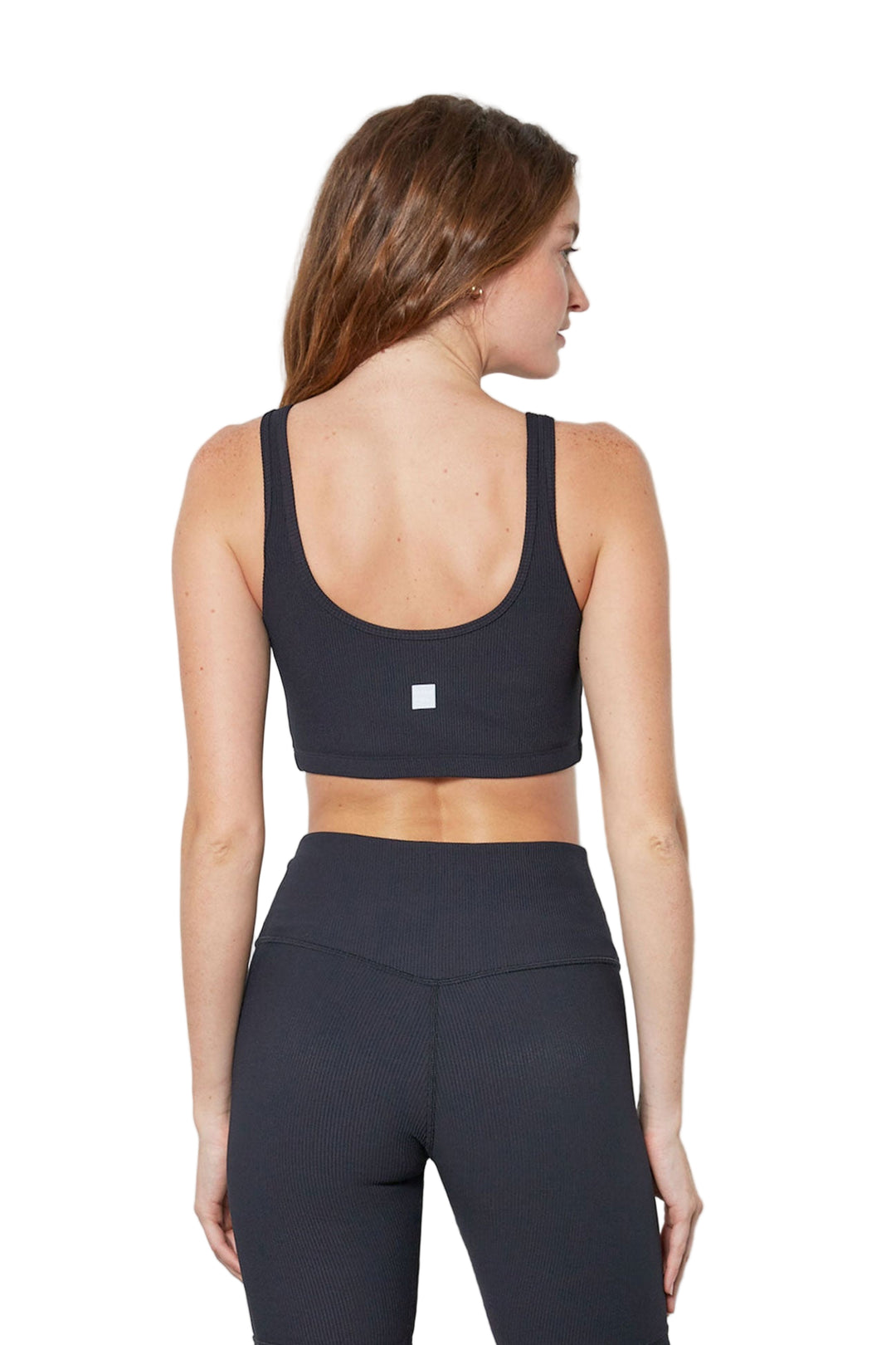 Cream Yoga Scarlette ribbed sports bra - Black - Back View