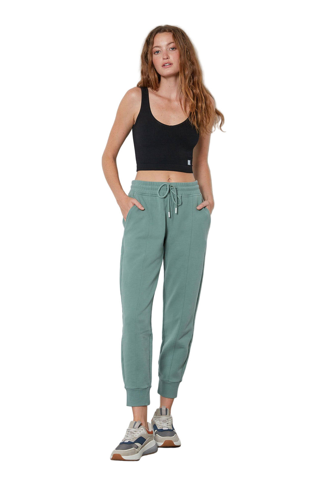 Cream Yoga Cindy tank top - Black - Front Full View