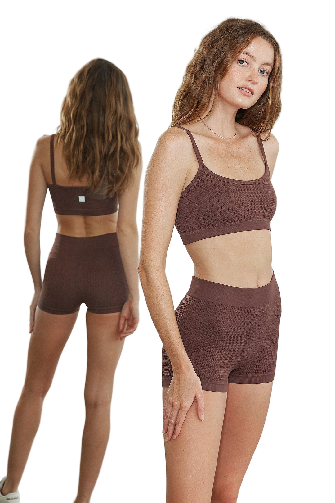 Cream Yoga Lynn seamless thermal shorts - Chocolate - Front View