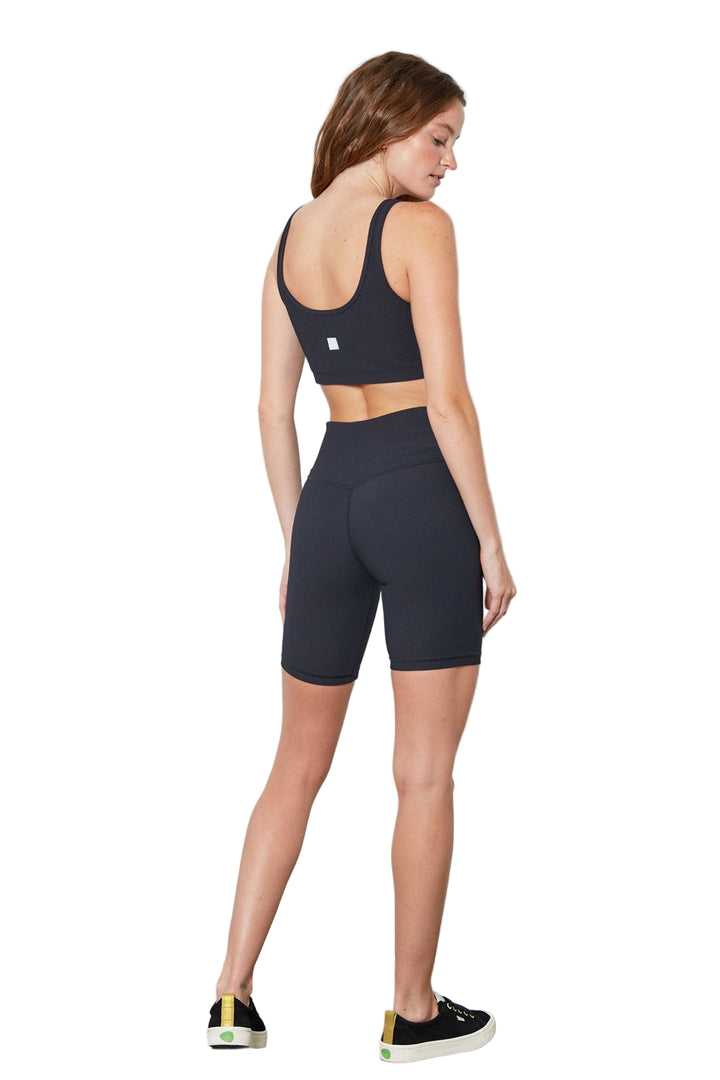 Cream Yoga Scarlette ribbed sports bra - Black - Back Full View