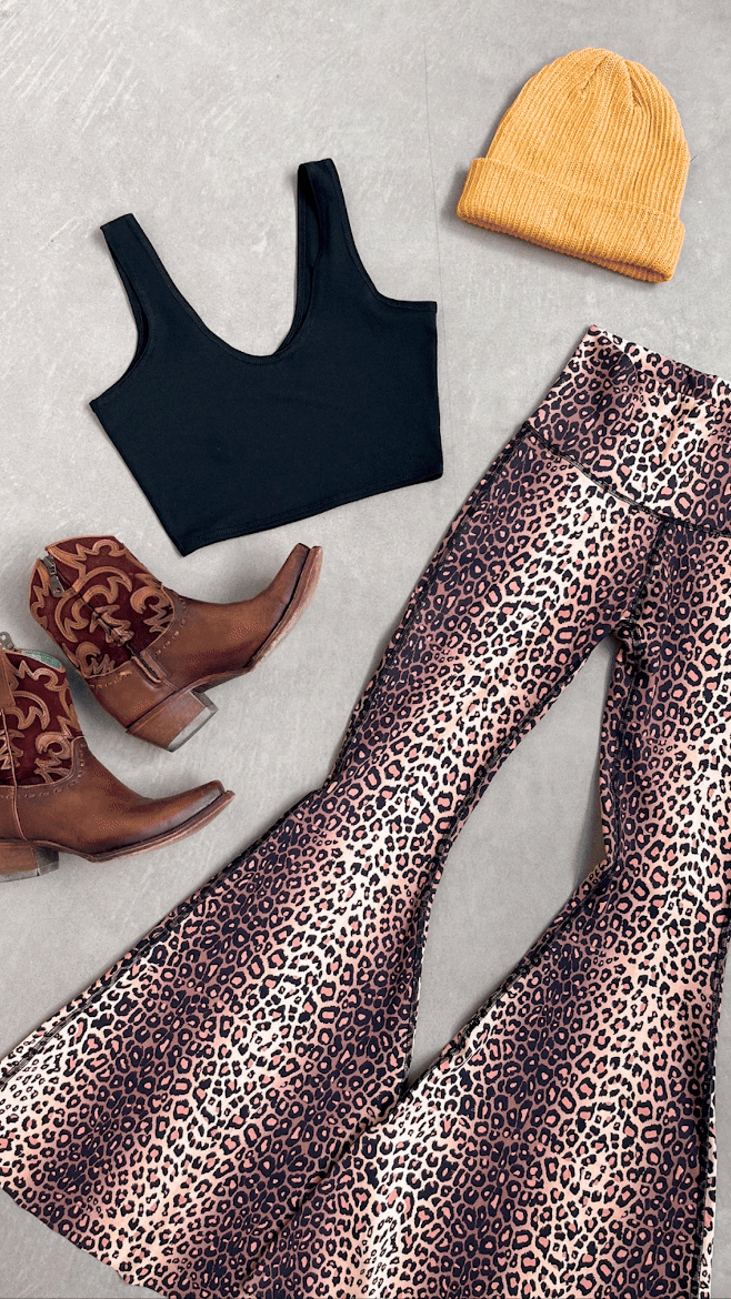 Golden Cat Crop Bell Bottom