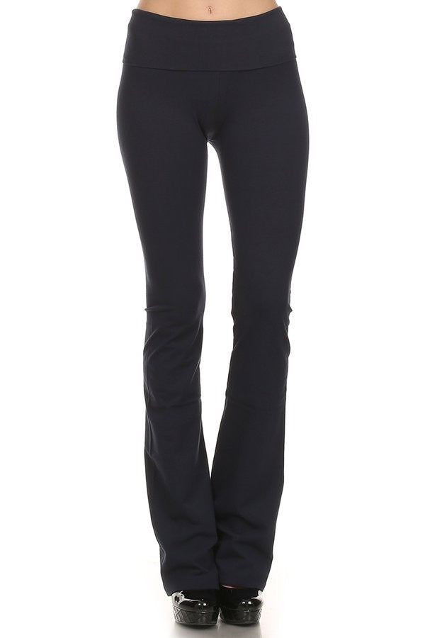 T-Party Fold Over Waist SOLID BOOTCUT Yoga Pants CJ7016