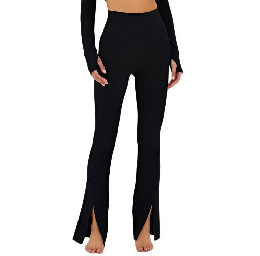 Beach Riot Black Waffle Alana Pant front - Black Waffle - Front View