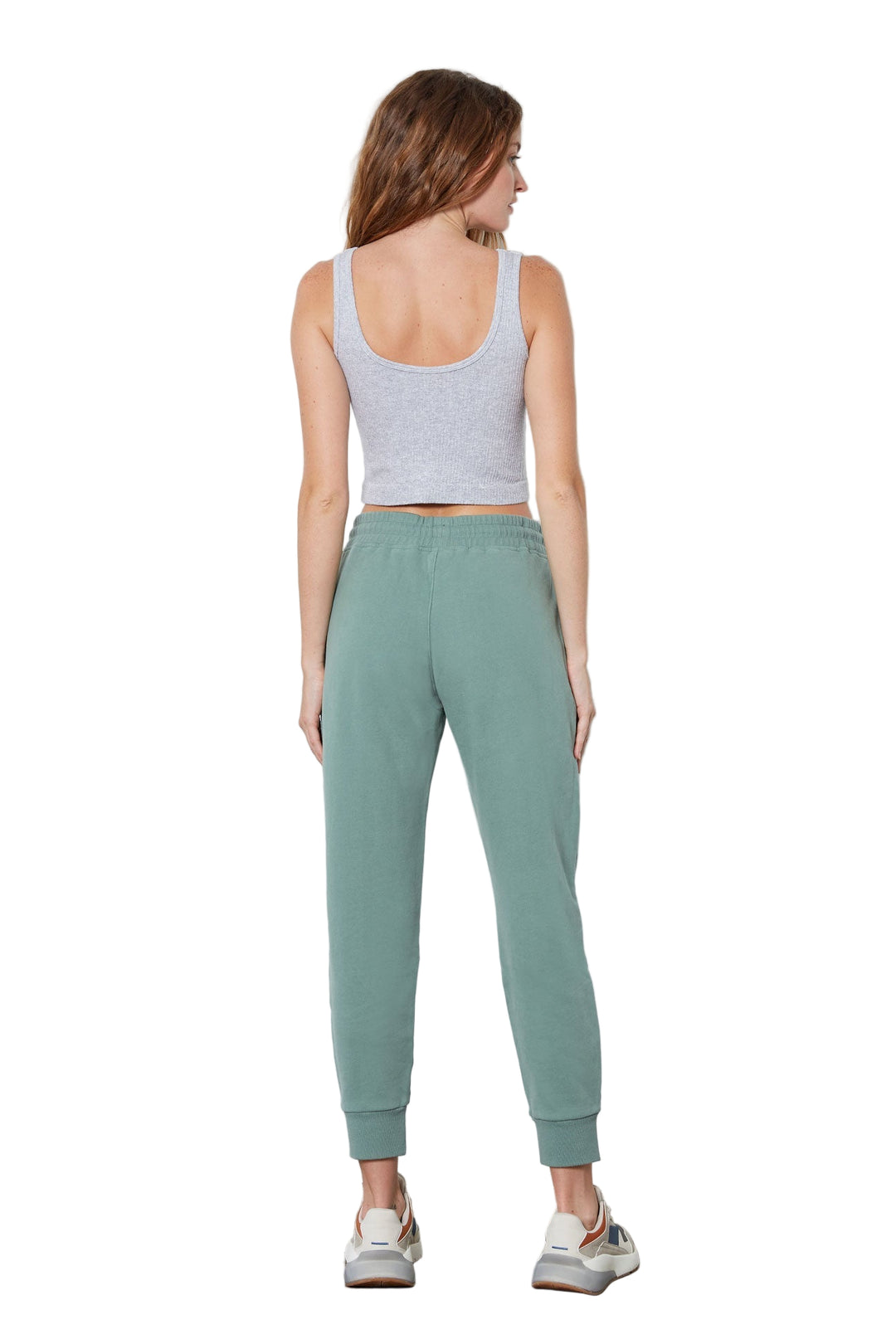 Cream Yoga Cindy tank top - Heather Gray - Back Full View