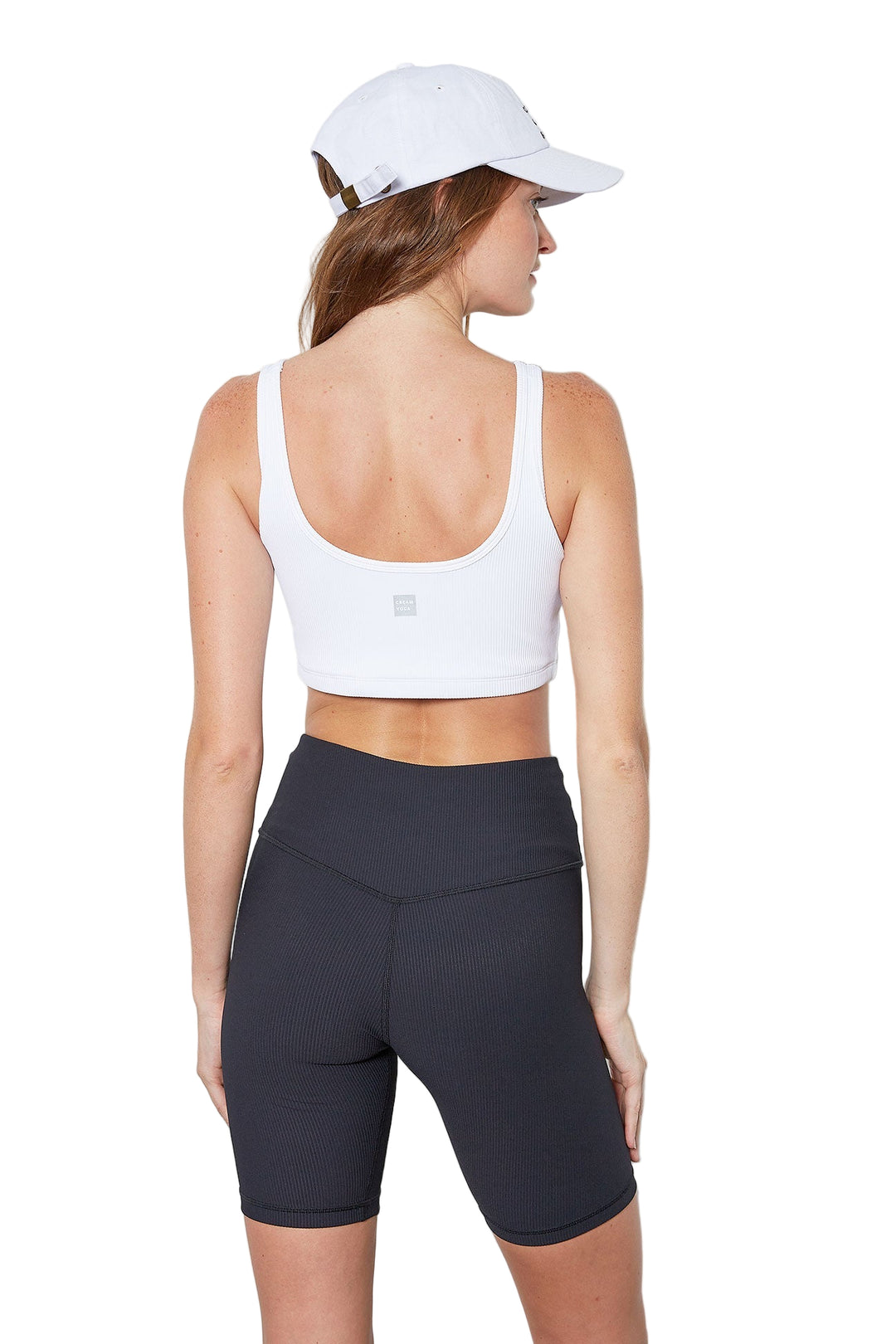 Cream Yoga Scarlette ribbed sports bra - white - Back View