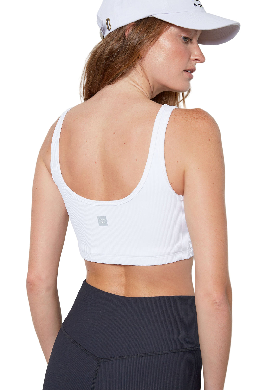 Cream Yoga Scarlette ribbed sports bra - white - Back Rear View