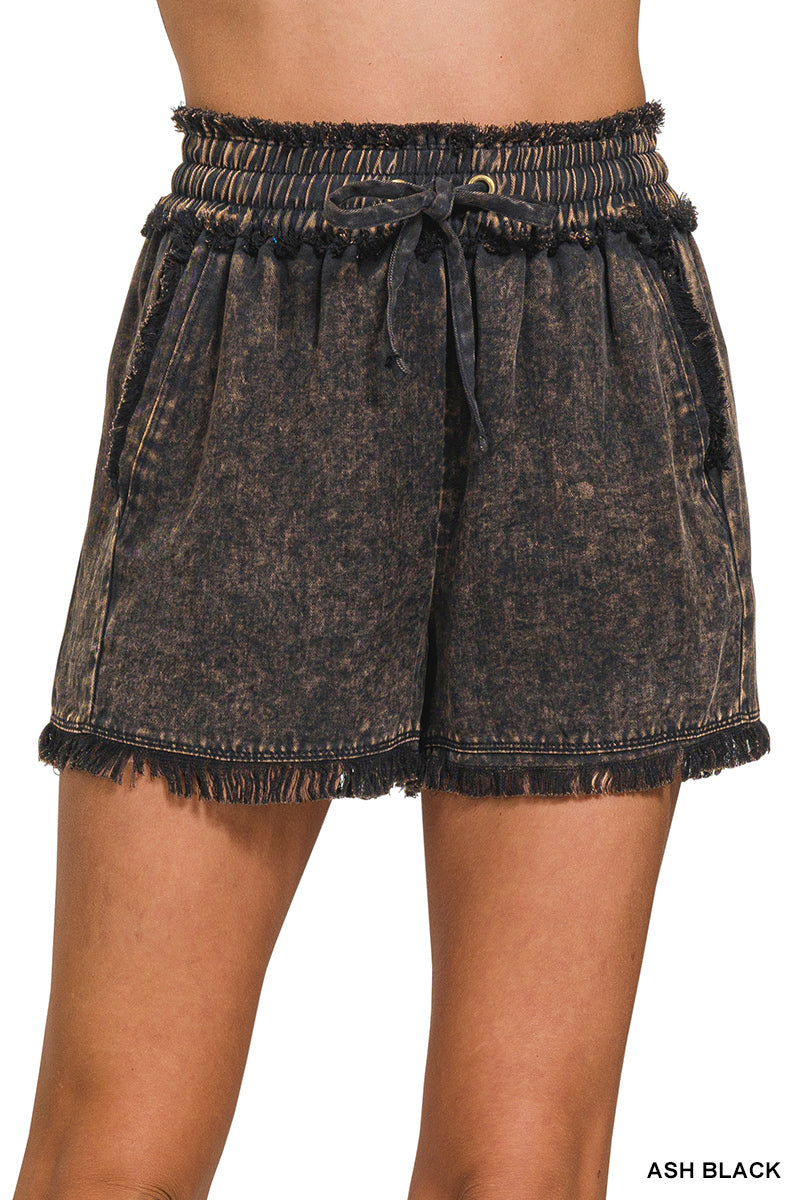 Zenana Tencel Mineral Washed Shorts DPW-7274