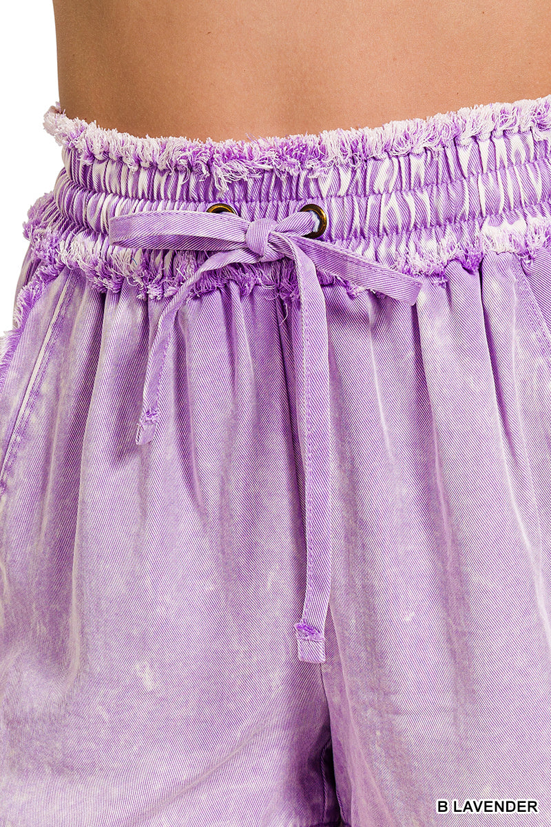 Zenana Tencel Mineral Washed Shorts DPW-7274