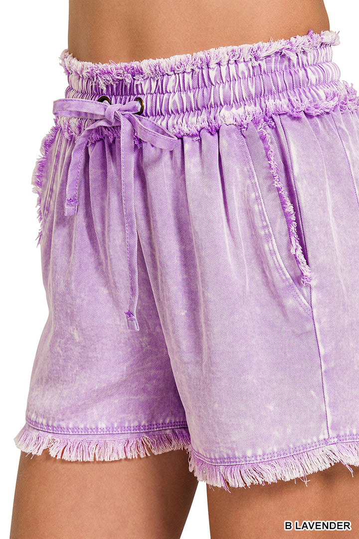 Zenana Tencel Mineral Washed Shorts DPW-7274