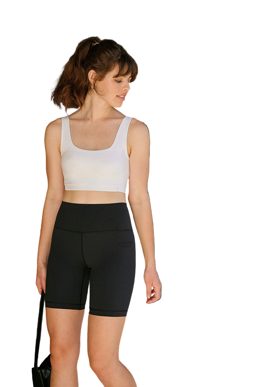 Cream Yoga Drew biker shorts - Black - Front View