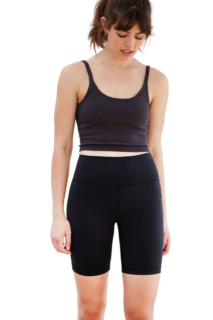 Cream Yoga Drew biker shorts - Black - Front View