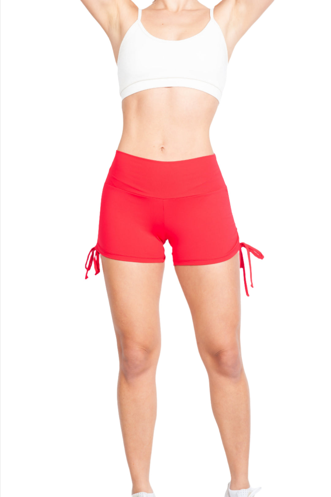 Bia Brazil Activewear Side Tie Shorts - Red - Front View